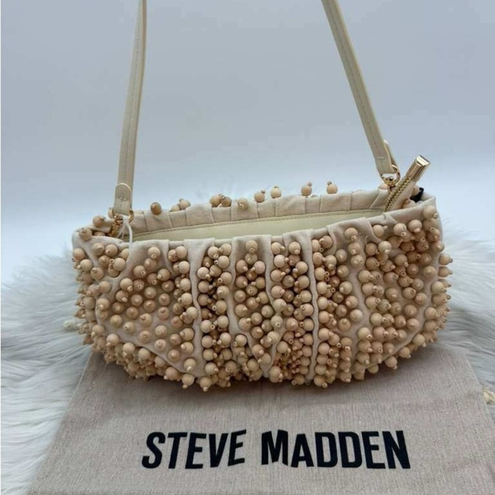 Steve Madden Natural Wooden Bead Shoulder Bag Boho Designer Style Purse NWT